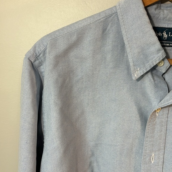 Ralph Lauren Blue Chambray Style Long Sleeve Button Down Shirt Custom Fit XL - Picture 6 of 7